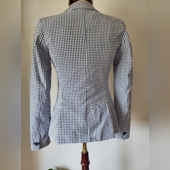 ZARA NWT blue and white checked blazer size  2 - Picture 5 of 7